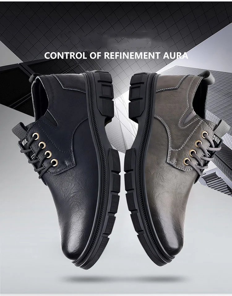 Trendy Men's Casual Shoes Sneakers Simple Men's Retro Platform Slip On Leather Shoes Elegant Formal Shoes Commuter Work Shoes