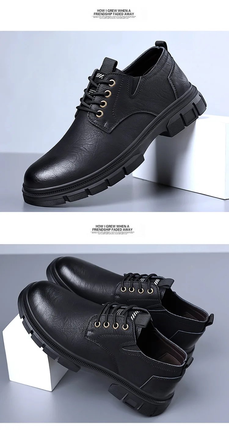 Trendy Men's Casual Shoes Sneakers Simple Men's Retro Platform Slip On Leather Shoes Elegant Formal Shoes Commuter Work Shoes