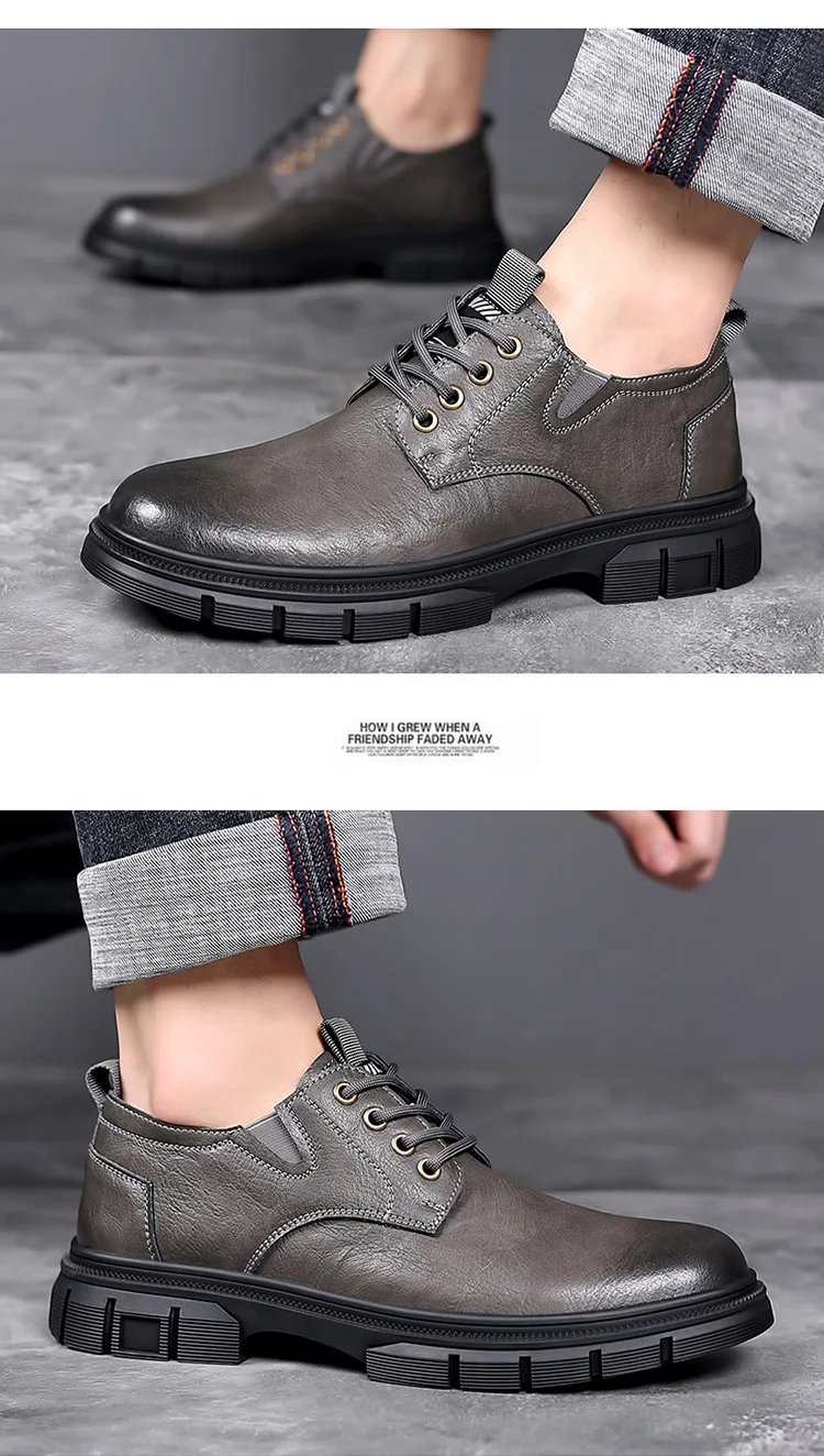 Trendy Men's Casual Shoes Sneakers Simple Men's Retro Platform Slip On Leather Shoes Elegant Formal Shoes Commuter Work Shoes