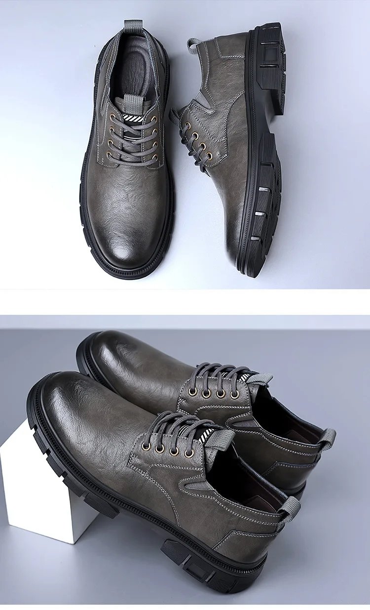 Trendy Men's Casual Shoes Sneakers Simple Men's Retro Platform Slip On Leather Shoes Elegant Formal Shoes Commuter Work Shoes