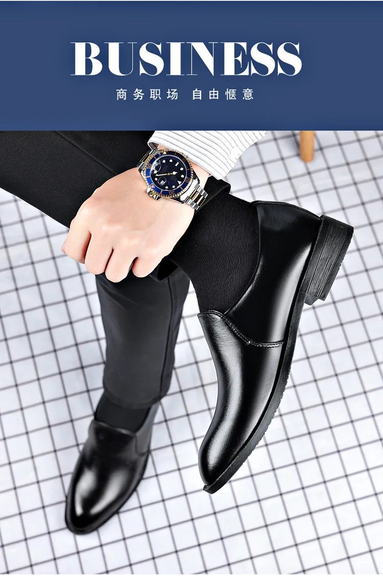 dress shoes men formal leather for men's elevator classic mens designer luxury casual social office increasing wedding shoes