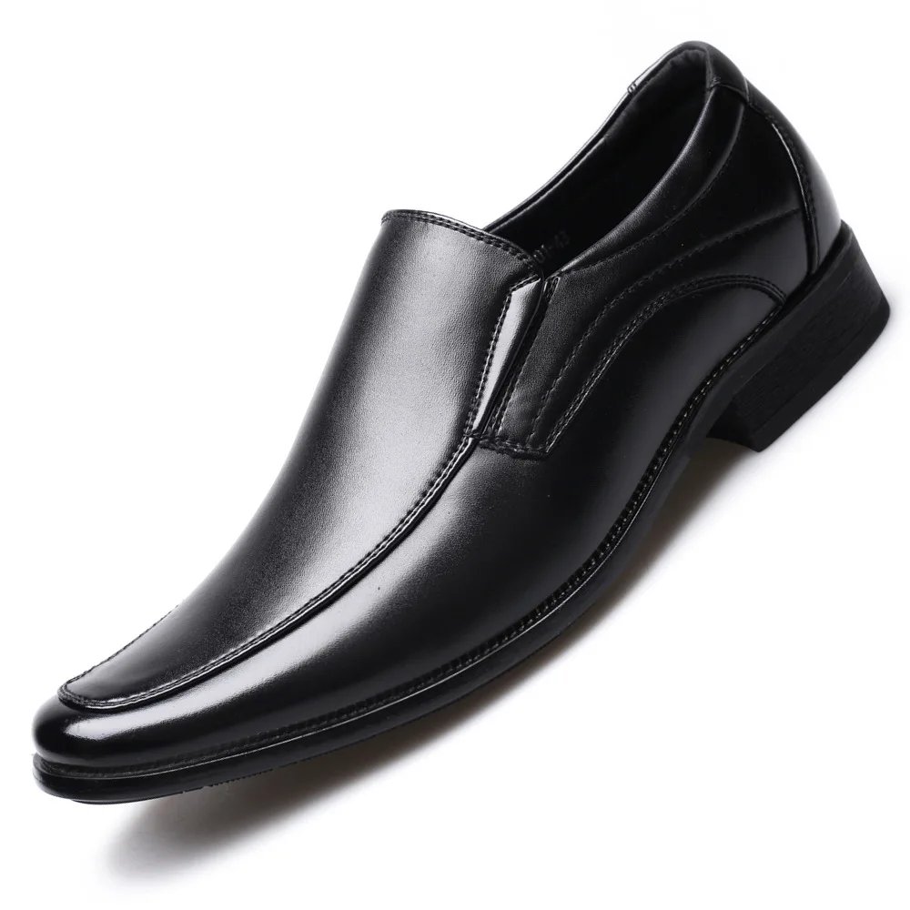 Men's 2025 new shiny business leather shoes, casual pointed formal leather shoes, low cut plus size men's leather shoes