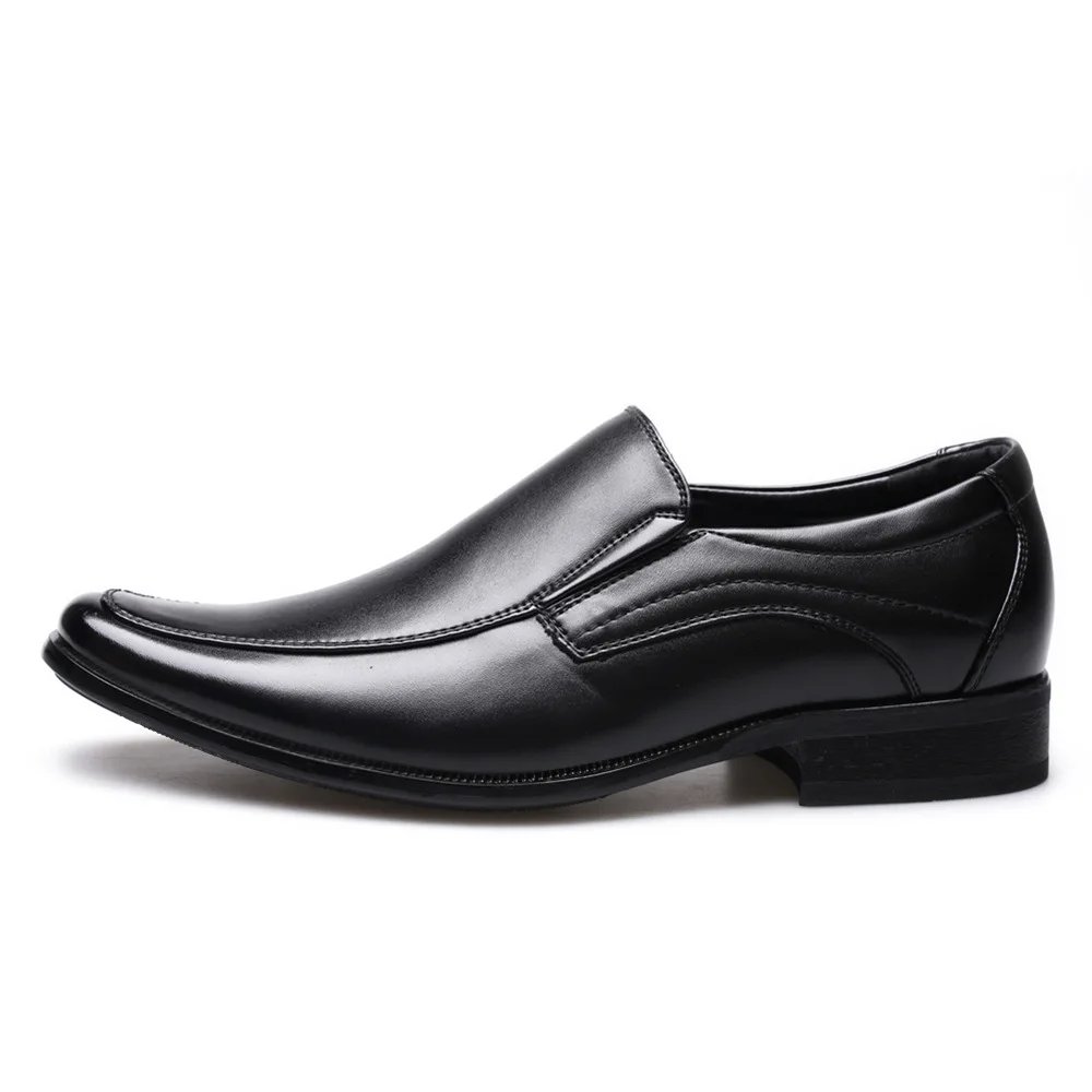 Men's 2025 new shiny business leather shoes, casual pointed formal leather shoes, low cut plus size men's leather shoes