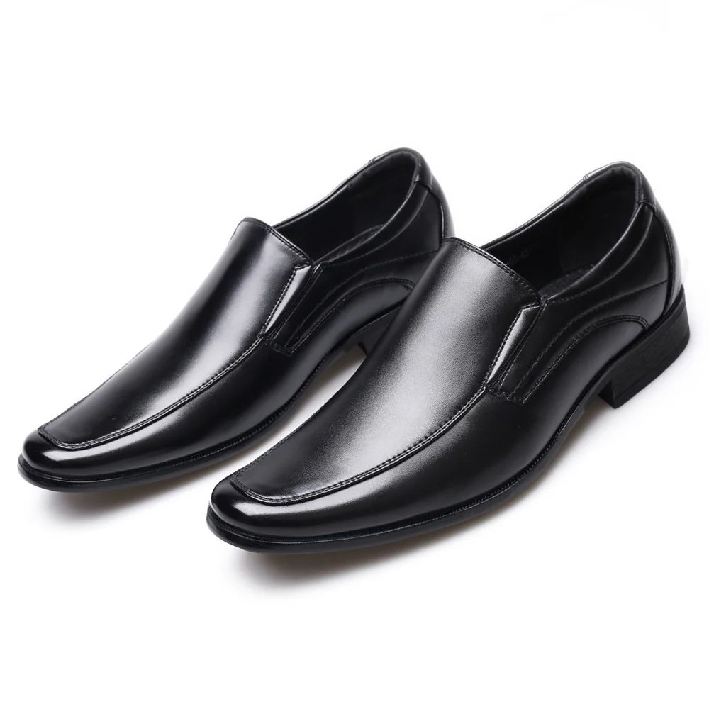 Men's 2025 new shiny business leather shoes, casual pointed formal leather shoes, low cut plus size men's leather shoes