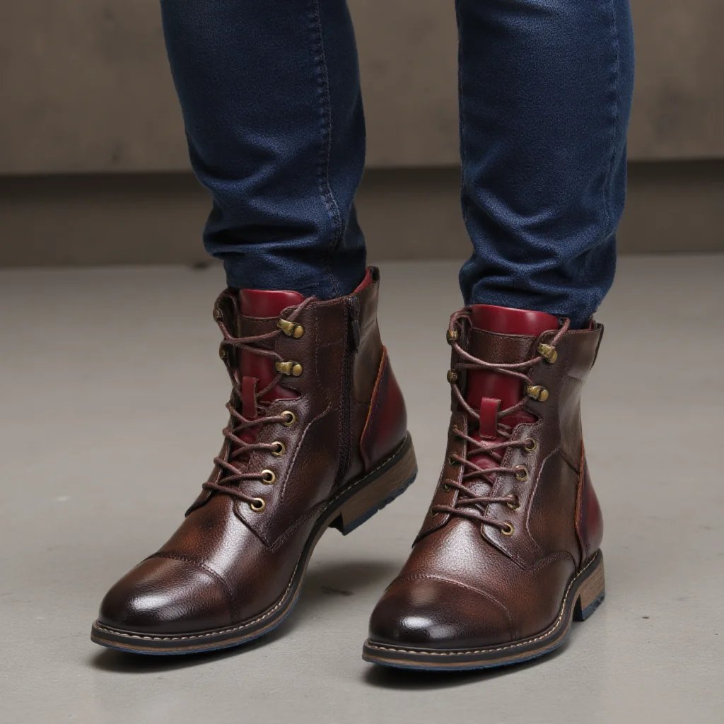 Size 7-13 Boots Men Brand 2024 Fashion Comfortable  Boots Leather #AL603C4