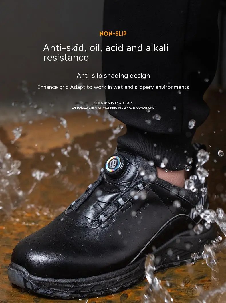 Men Safety Shoes Lightweight Puncture Proof Work Boots Steel Toe Boots Indestructible Sneakers Leather Waterproof Shoes Male