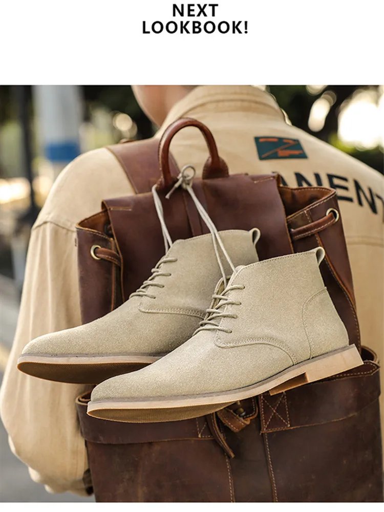 British Style Brown Men&rsquo;s Suede Leather Boots Comfort Chelsea Boots Men Lace-Up Pointed Ankle Boots For Men botas para hombre