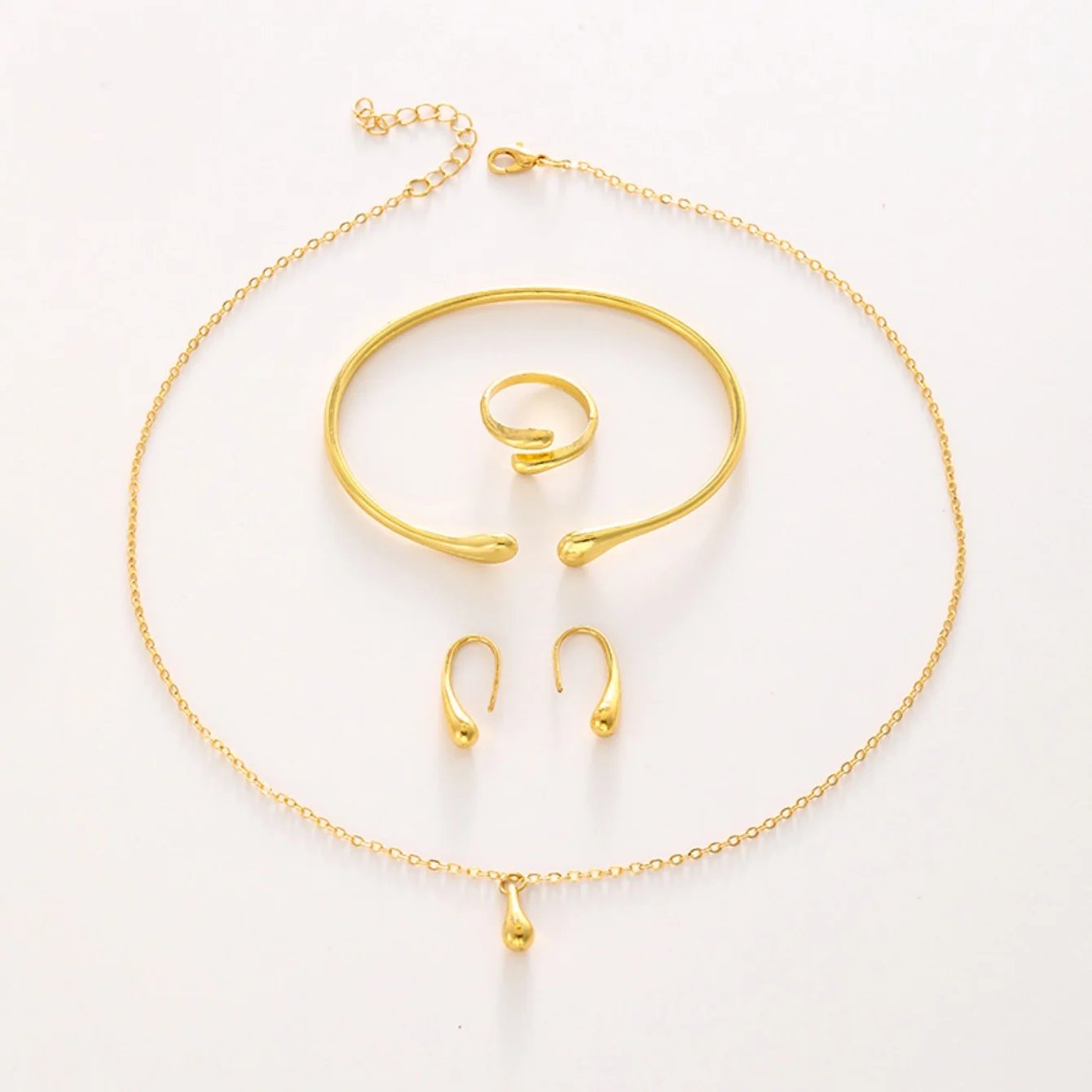 Fashion Teardrop Jewelry Set for Women Simple Ring Necklace Bracelet Earrings Set Suitable for Engagement Party Gift Jewelry