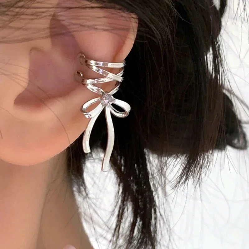 Girls New Ribbon Aesthetics Ear Clips Ballet Style Ribbon Bow-Knot Ear Cuff Women Korean Fashion Kpop Earring Jewelry Gifts Girls New Ribbon Aesthetics Ear Clips Ballet Style Ribbon Bow-Knot Ear Cuff Women Korean Fashion Kpop Earring Jewelry Gifts