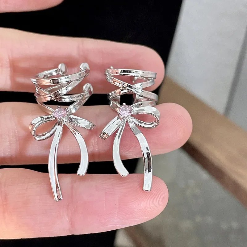 Girls New Ribbon Aesthetics Ear Clips Ballet Style Ribbon Bow-Knot Ear Cuff Women Korean Fashion Kpop Earring Jewelry Gifts Girls New Ribbon Aesthetics Ear Clips Ballet Style Ribbon Bow-Knot Ear Cuff Women Korean Fashion Kpop Earring Jewelry Gifts
