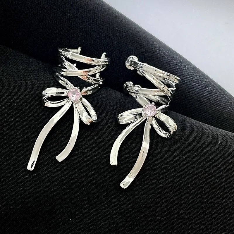 Girls New Ribbon Aesthetics Ear Clips Ballet Style Ribbon Bow-Knot Ear Cuff Women Korean Fashion Kpop Earring Jewelry Gifts Girls New Ribbon Aesthetics Ear Clips Ballet Style Ribbon Bow-Knot Ear Cuff Women Korean Fashion Kpop Earring Jewelry Gifts
