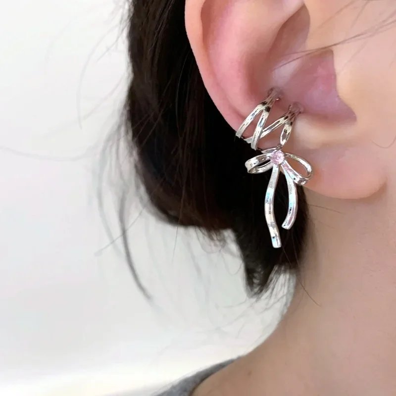 Girls New Ribbon Aesthetics Ear Clips Ballet Style Ribbon Bow-Knot Ear Cuff Women Korean Fashion Kpop Earring Jewelry Gifts Girls New Ribbon Aesthetics Ear Clips Ballet Style Ribbon Bow-Knot Ear Cuff Women Korean Fashion Kpop Earring Jewelry Gifts