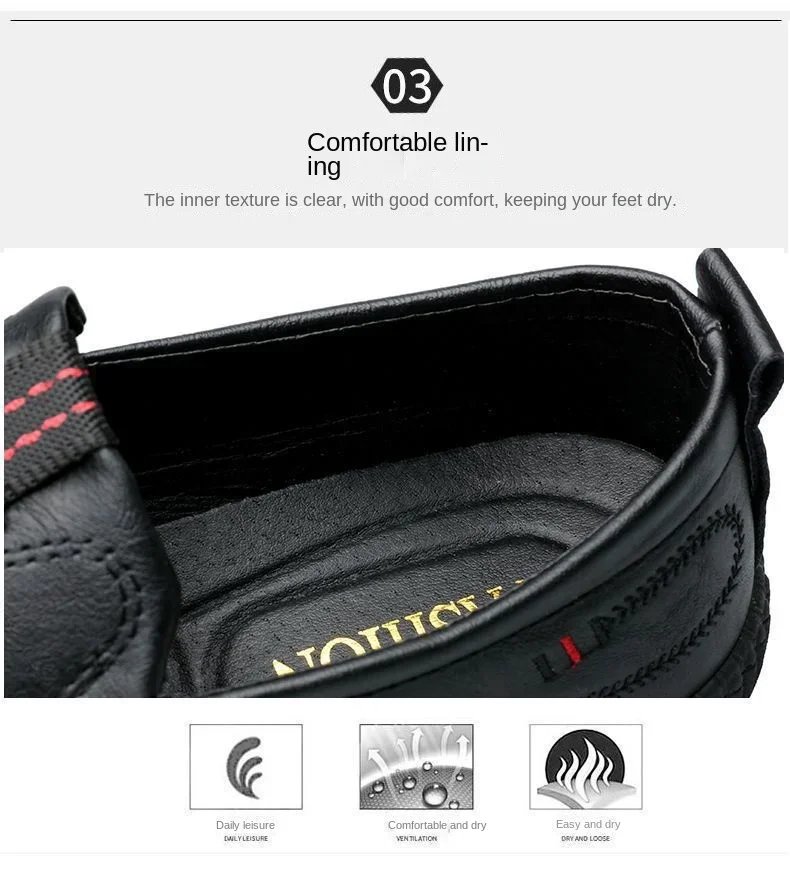 Summer Breathable Leather Shoes for Men Business Slip on Loafers Men Casual's Shoes Black Flats Men Work Office Driving Sneakers