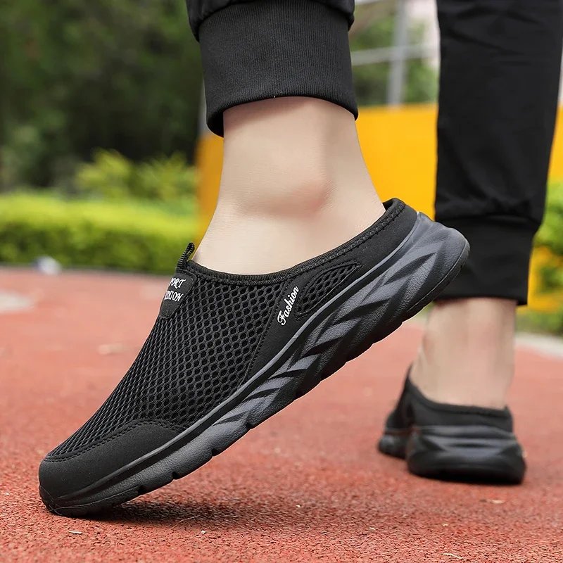 MAEDEF Summer Outdoor High Quality Anti-slip Men Leisure Shoes New 2024 Mesh Breathable Soft Comfortable  Flat-bottomed Slippers