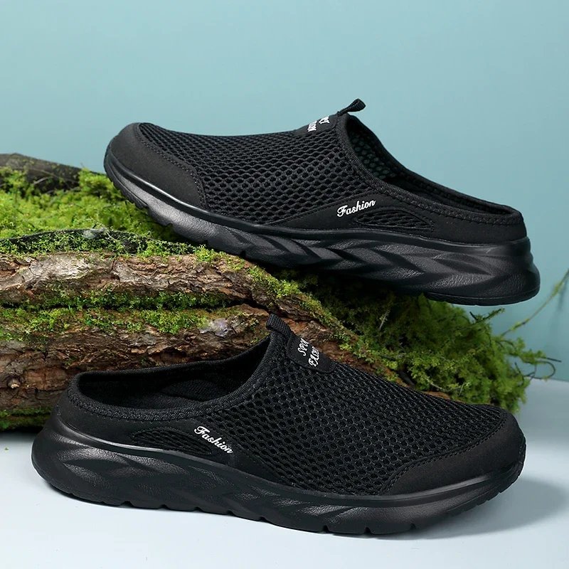 MAEDEF Summer Outdoor High Quality Anti-slip Men Leisure Shoes New 2024 Mesh Breathable Soft Comfortable  Flat-bottomed Slippers