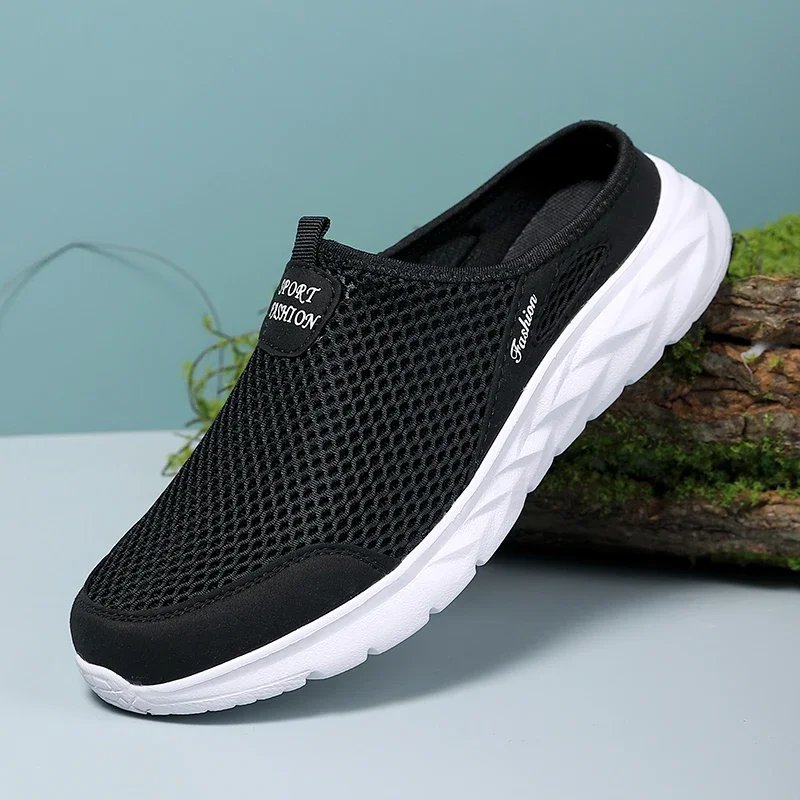 MAEDEF Summer Outdoor High Quality Anti-slip Men Leisure Shoes New 2024 Mesh Breathable Soft Comfortable  Flat-bottomed Slippers