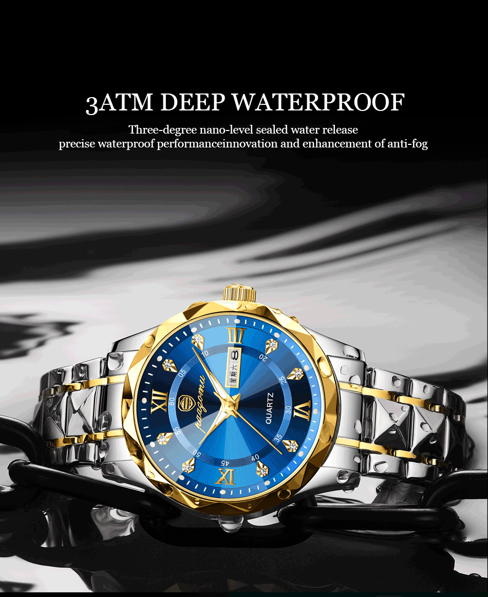 POEDAGAR Top Brand Luxury Man Wristwatch Waterproof Luminous Date Week Men Watches Stainless Steel Quartz Men's Watch Male reloj