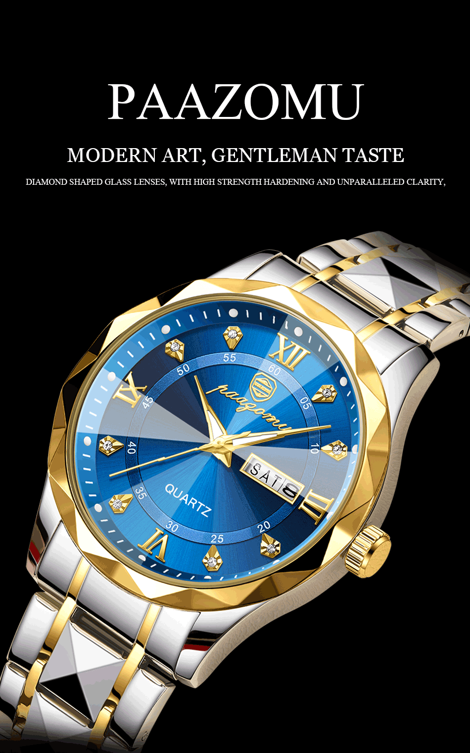 POEDAGAR Top Brand Luxury Man Wristwatch Waterproof Luminous Date Week Men Watches Stainless Steel Quartz Men's Watch Male reloj