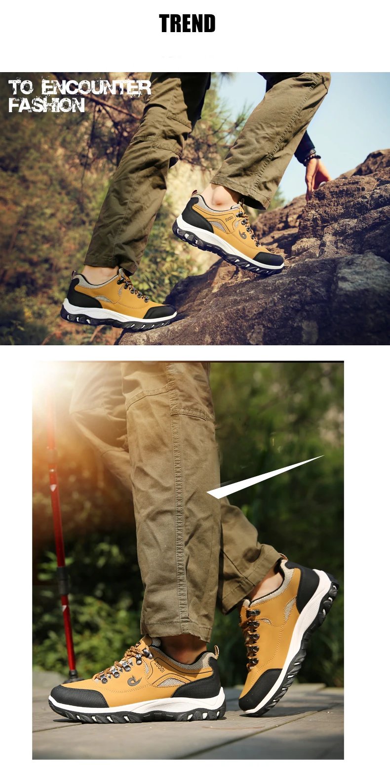 Men's Hiking Shoes Waterproof Leather Outdoor PU Shoes Wear-resistant Men Trekking Walking Hunting Tactical Sneakers