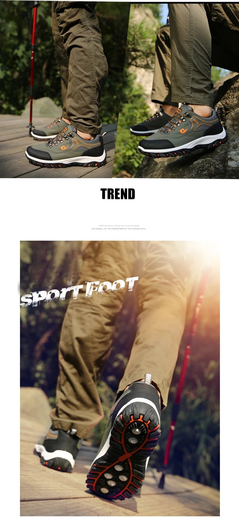 Men's Hiking Shoes Waterproof Leather Outdoor PU Shoes Wear-resistant Men Trekking Walking Hunting Tactical Sneakers