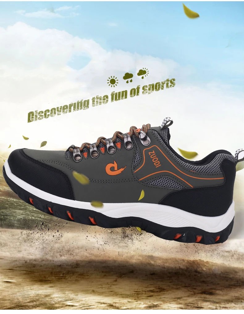 Men's Hiking Shoes Waterproof Leather Outdoor PU Shoes Wear-resistant Men Trekking Walking Hunting Tactical Sneakers
