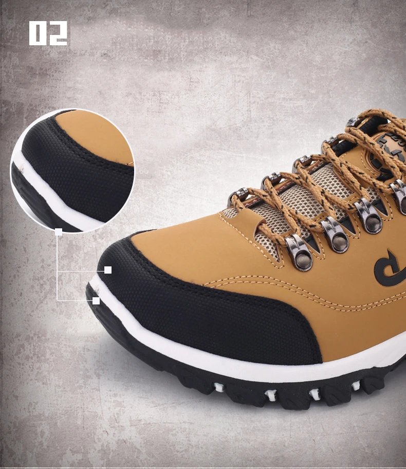 Men's Hiking Shoes Waterproof Leather Outdoor PU Shoes Wear-resistant Men Trekking Walking Hunting Tactical Sneakers