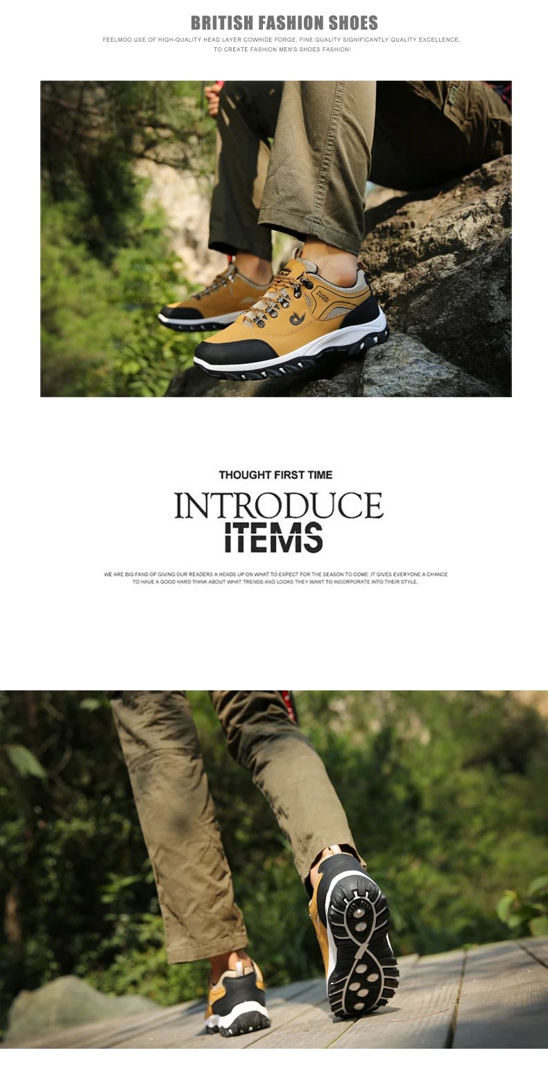 Men's Hiking Shoes Waterproof Leather Outdoor PU Shoes Wear-resistant Men Trekking Walking Hunting Tactical Sneakers