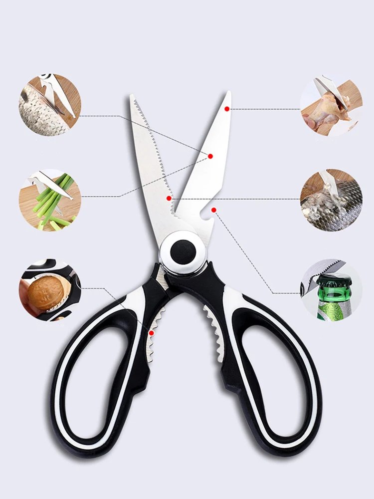 Multifunctional kitchen scissors Household kill fish cut vegetables roast broiler bone scissors Stainless steel scissors