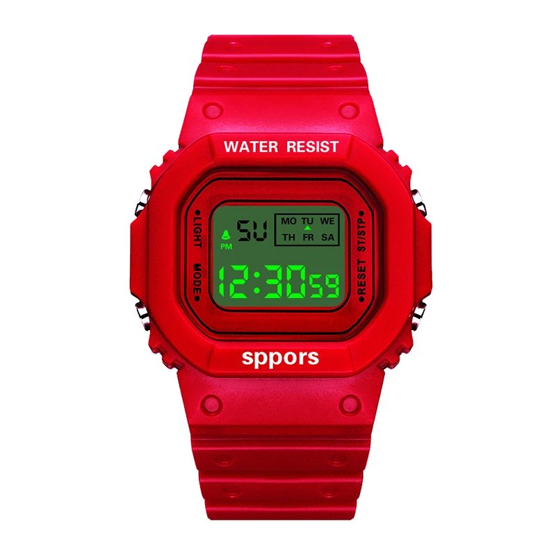 YIKAZE Sports Watch Boys Girls Student LED Electronic Watch Colorful Men Women Square Digital Watches Waterproof Rubber Clock