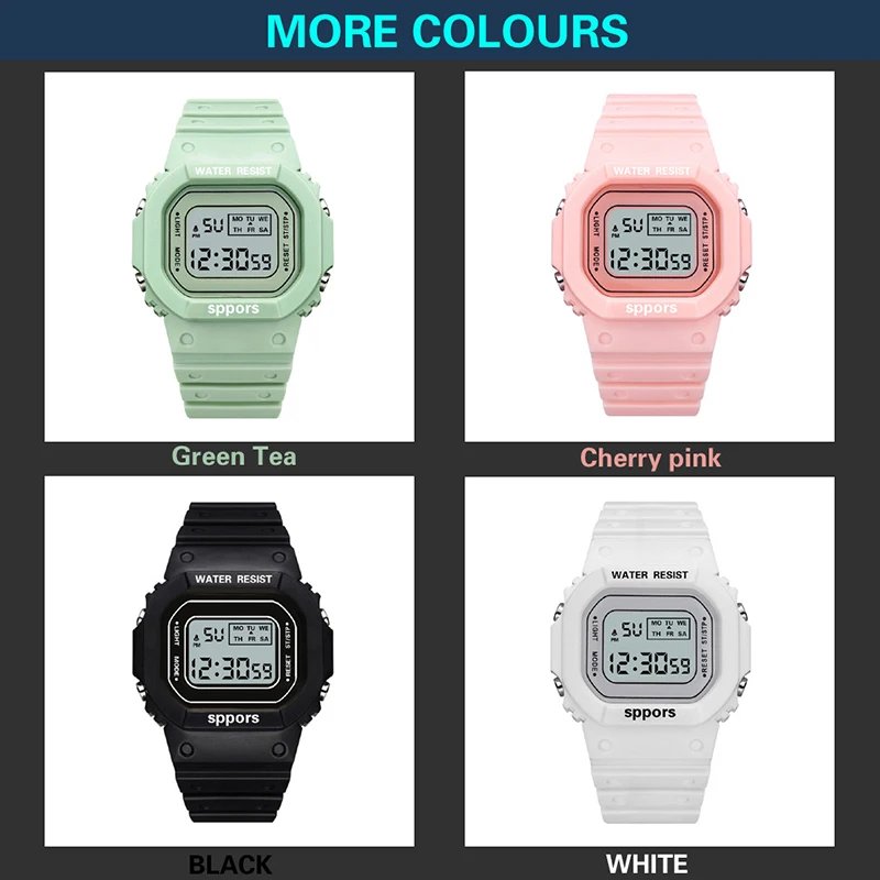 YIKAZE Sports Watch Boys Girls Student LED Electronic Watch Colorful Men Women Square Digital Watches Waterproof Rubber Clock