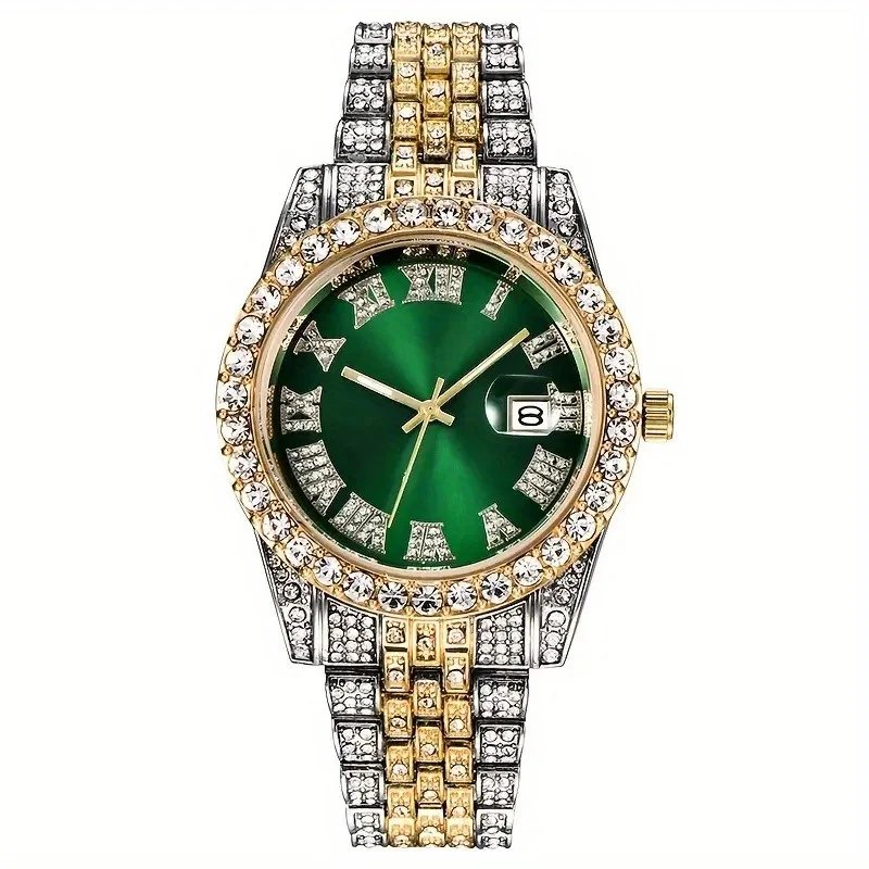 Mens Hip Hop Watch VintagInspired Retro Quartz Timepiece with Oversized Rhinestone Dial and Durable Stainless Steel Band for Men Mens Hip Hop Watch VintagInspired Retro Quartz Timepiece with Oversized Rhinestone Dial and Durable Stainless Steel Band for Men