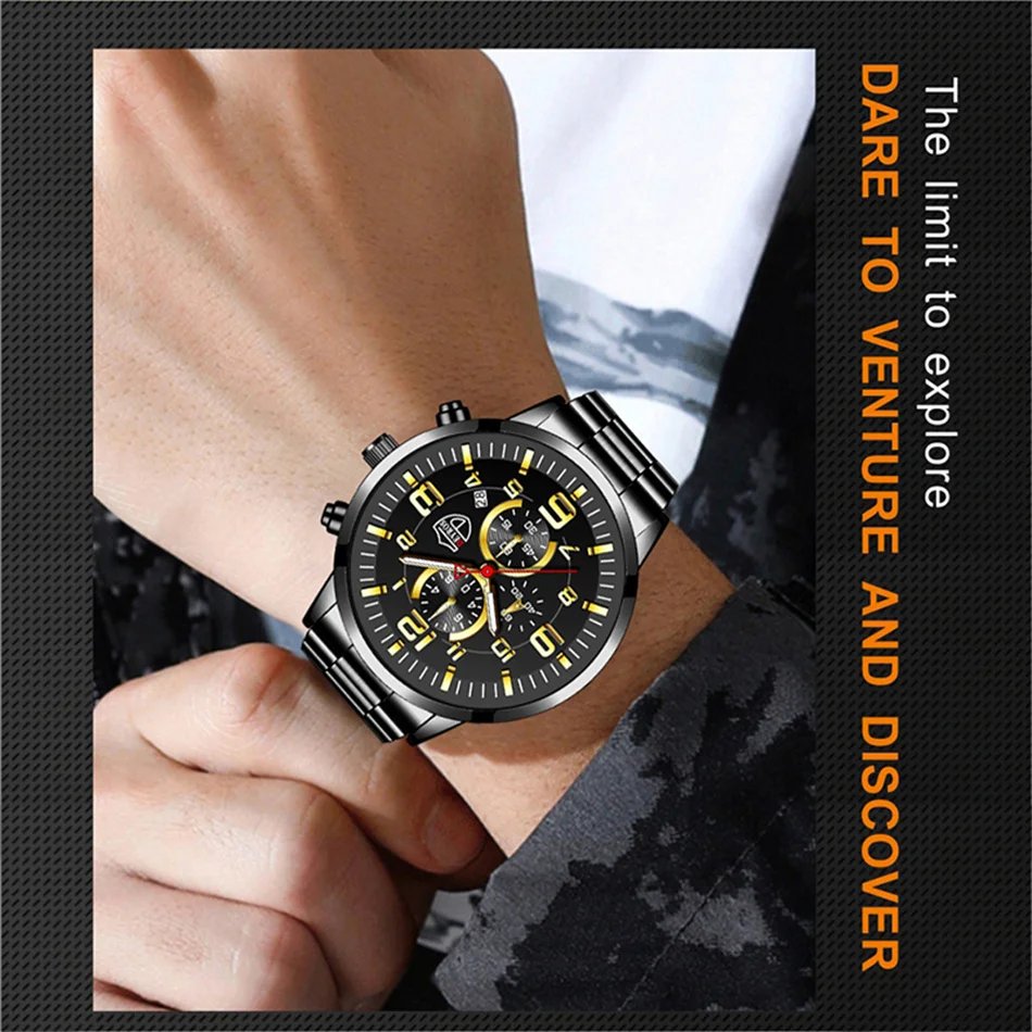 2023 Brand Men's Watches Luxury Stainless Steel Quartz Watch Man Leather Calendar Sports Wristwatch Luminous Clock reloj hombre