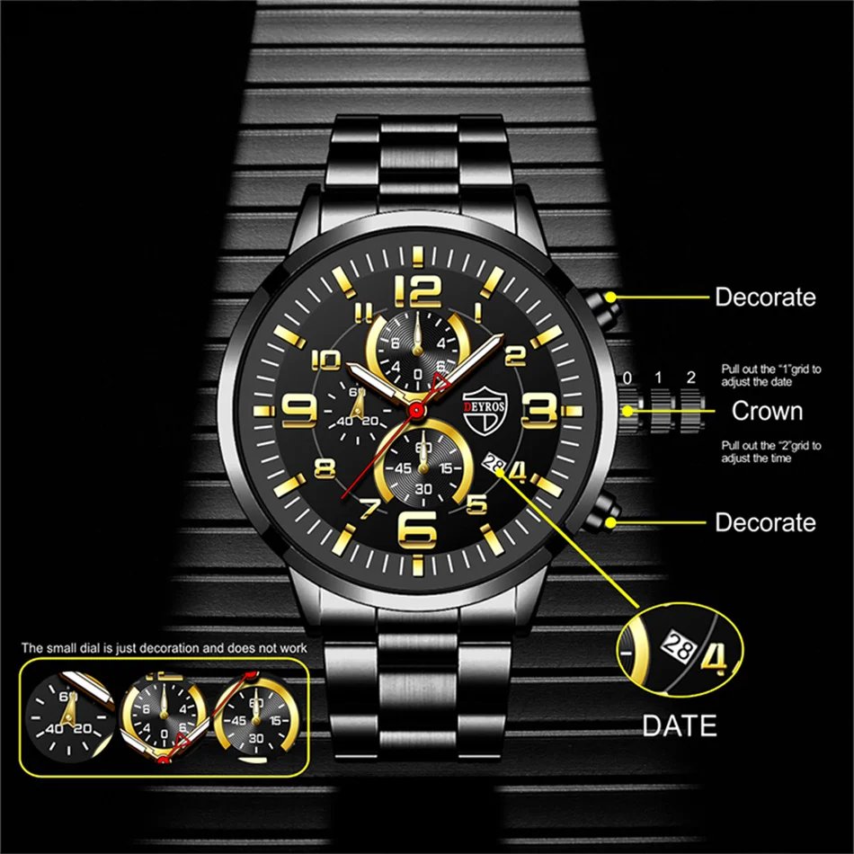 2023 Brand Men's Watches Luxury Stainless Steel Quartz Watch Man Leather Calendar Sports Wristwatch Luminous Clock reloj hombre