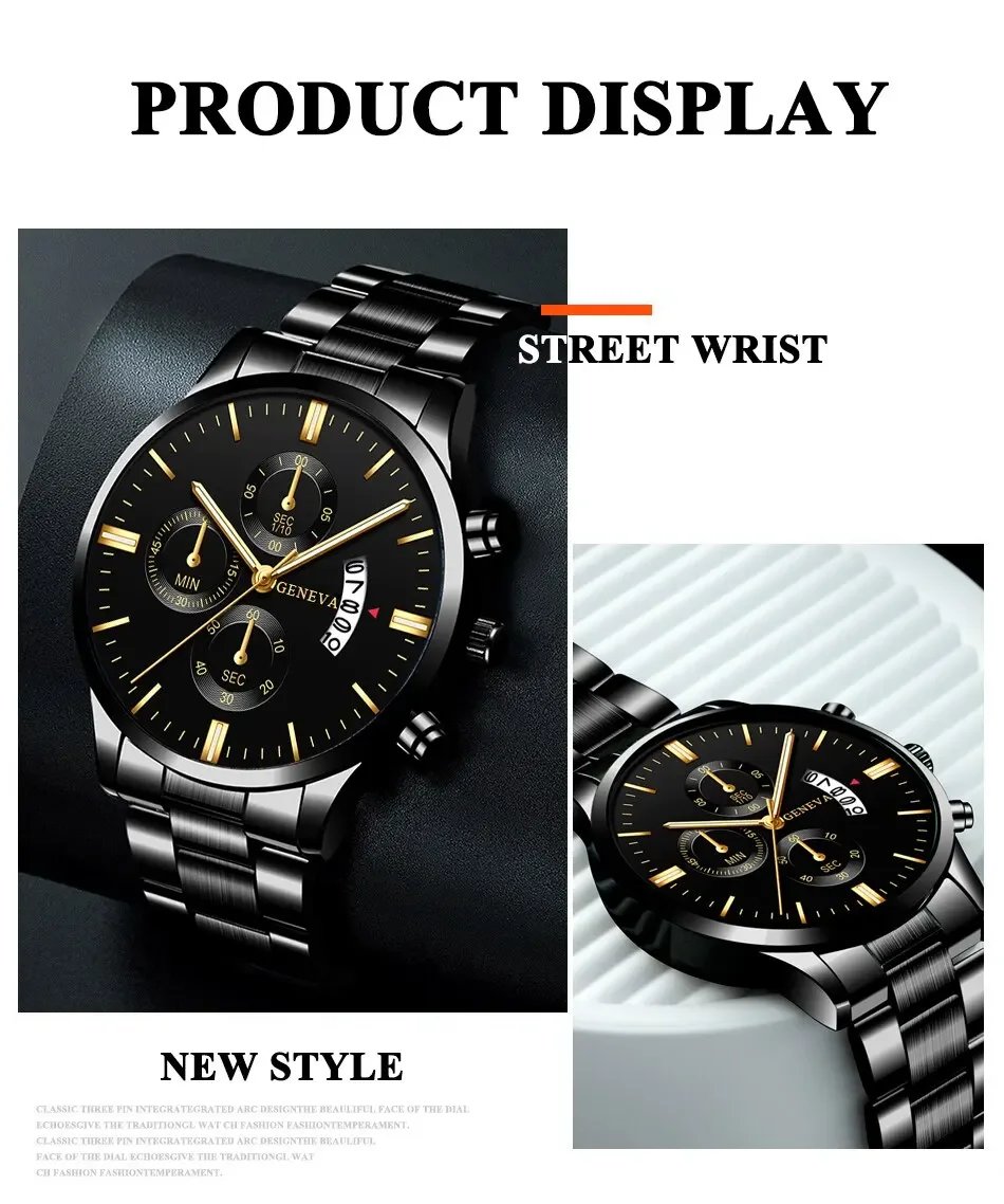 Fashion Men Stainless Steel Watch Luxury Calendar Quartz Wrist Watch Mens Business Watches for Man Clock Montre Homme