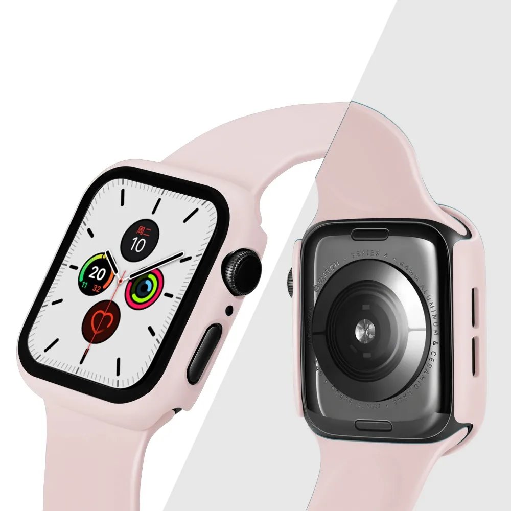 Tempered Glass+cover For Apple Watch Accessories 45mm 41mm 44mm 40mm 42mm Screen Protector Apple watch Case serie 9 4 5 6 SE 7 8