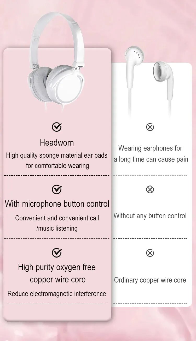 Wired Headphones 3 5mm Bass Stereo Foldable With Microphone Adjustable Headphones Suitable For Pc Mp3 Mobile Headphones Wired Headphones 3 5mm Bass Stereo Foldable With Microphone Adjustable Headphones Suitable For Pc Mp3 Mobile Headphones