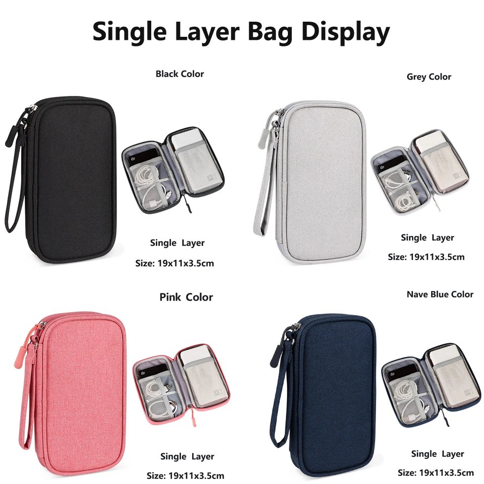 Data Cable Storage Bag Waterproof Portable Carry Case Storage Bag Travel Organizer Bag for Cable Cord USB Charger