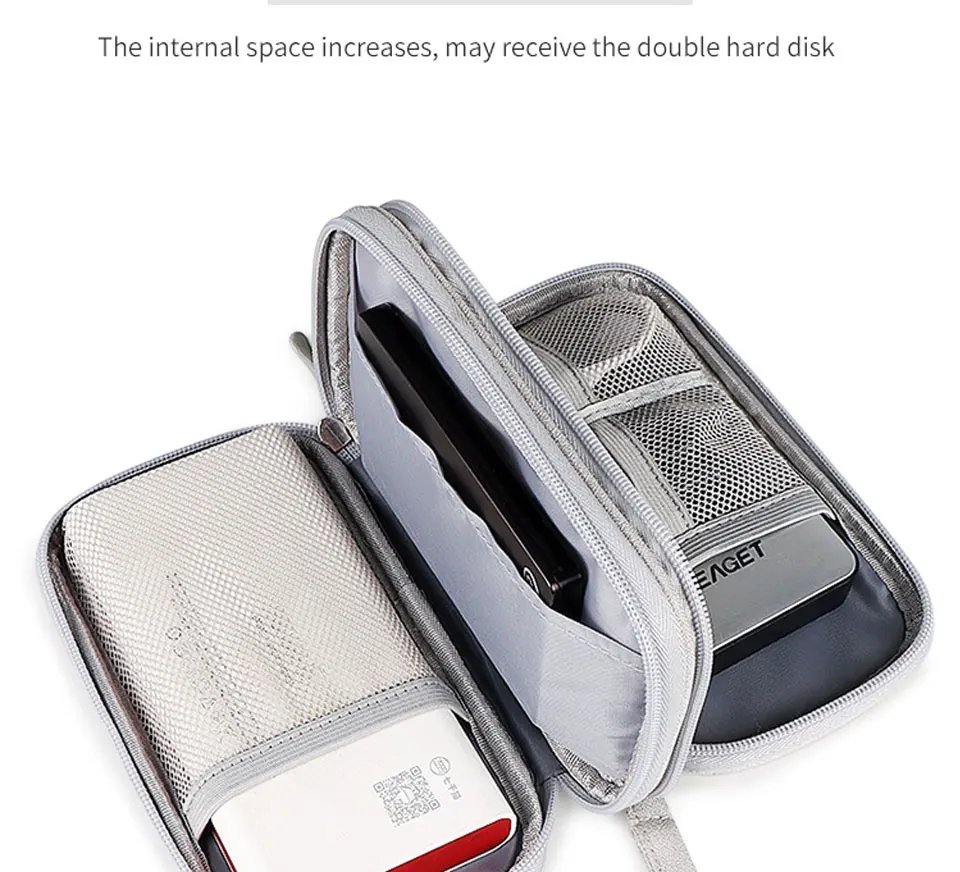 Data Cable Storage Bag Waterproof Portable Carry Case Storage Bag Travel Organizer Bag for Cable Cord USB Charger