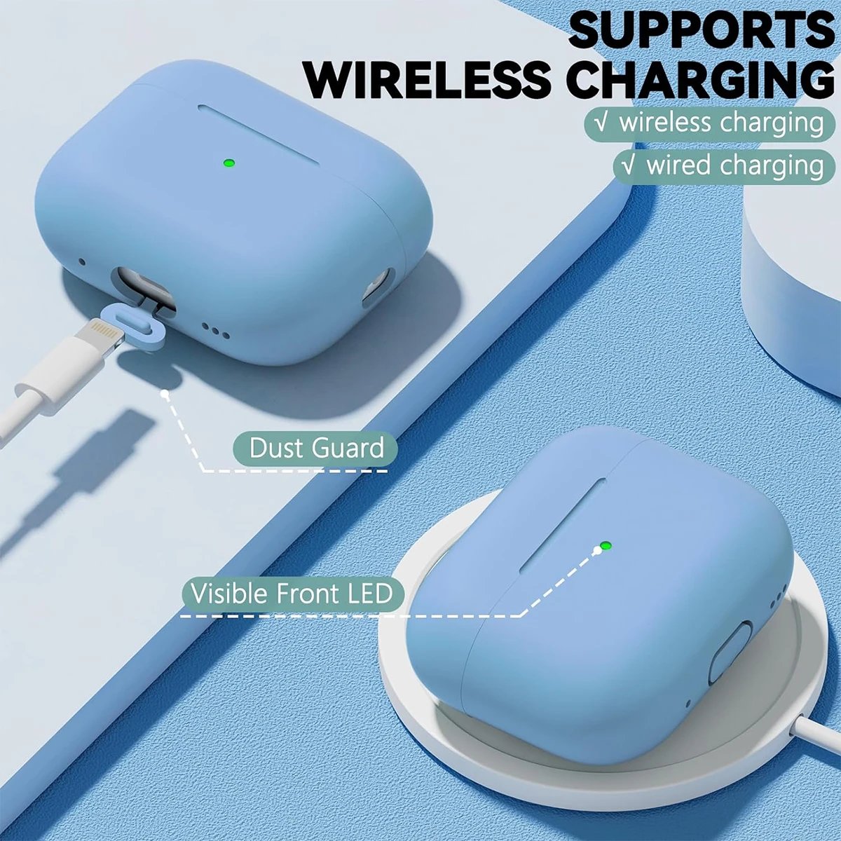 AirPods Pro Case Cover with Cleaner Kit,Soft Silicone Protective Case for Apple AirPod Pro 2nd/1st Generation Case for Women Men