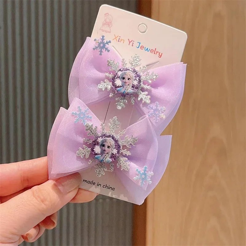2Pcs Toddler Girl Elsa Hairclip Princess Girl Bow Hair Clips Baby Girl Party Gift 2Pcs Toddler Girl Elsa Hairclip Princess Girl Bow Hair Clips Baby Girl Party Gift