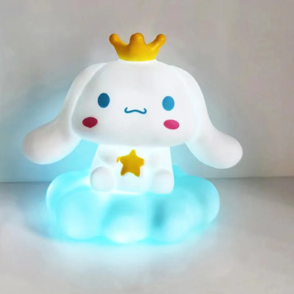 New Kawaii Sanrios Night Light Enamel Cloud Cartoon Kuromi Cinnamoroll Pochacco Small Table Light Illuminating Decoration