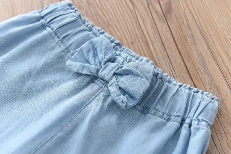 2025 New Fashion Children Wide Leg Pants Summer Casual Thin Chiffon Cropped Trousers For Teenager Girls Clothes 2 4 6 8 10 Years