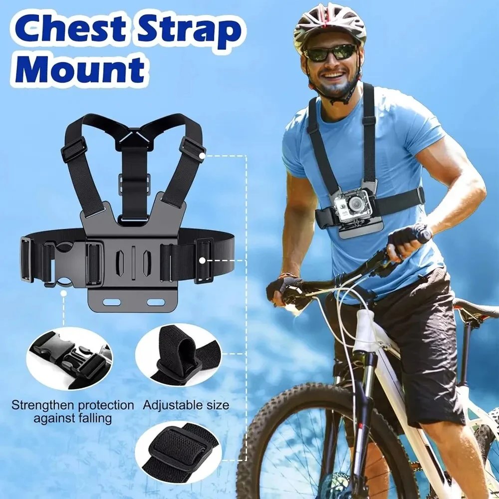 All-in-One 6pcs Action Camera Kit Head Strap Chest Strap Mount Adjustable for GoPro Phone Osmo Enhanced Stability Versatility All-in-One 6pcs Action Camera Kit Head Strap Chest Strap Mount Adjustable for GoPro Phone Osmo Enhanced Stability Versatility