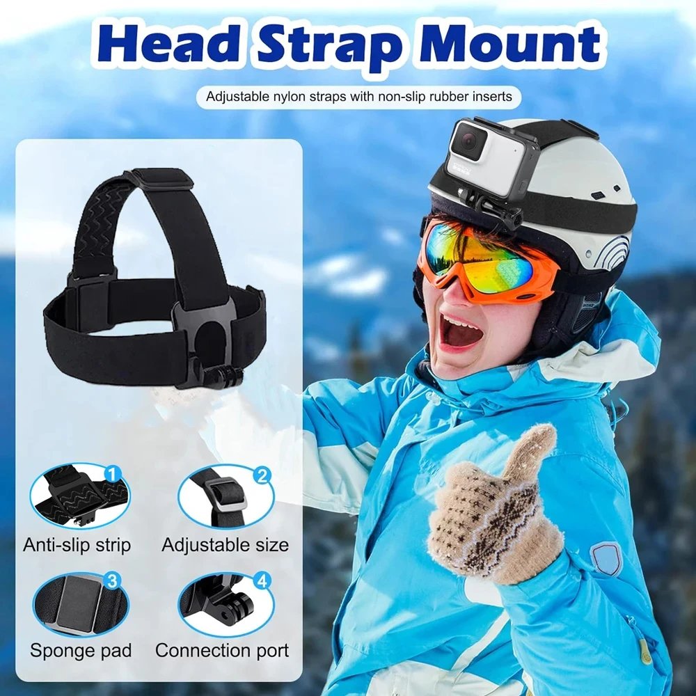 All-in-One 6pcs Action Camera Kit Head Strap Chest Strap Mount Adjustable for GoPro Phone Osmo Enhanced Stability Versatility All-in-One 6pcs Action Camera Kit Head Strap Chest Strap Mount Adjustable for GoPro Phone Osmo Enhanced Stability Versatility