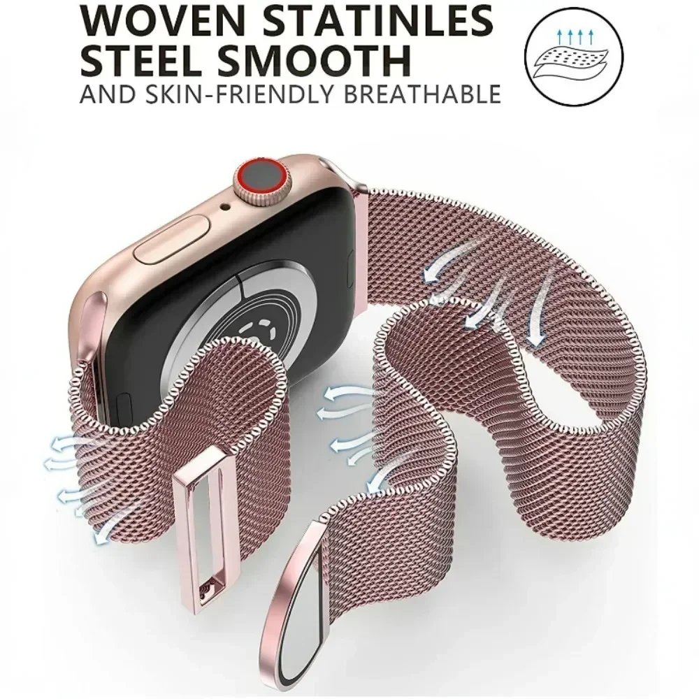 Milanese Strap For Apple Watch Band Ultra 2 49mm 44mm 40mm 45mm 41mm 38mm 44mm Bracelet F or iWatch Series 9 3 6 5 SE 7 8 Strap