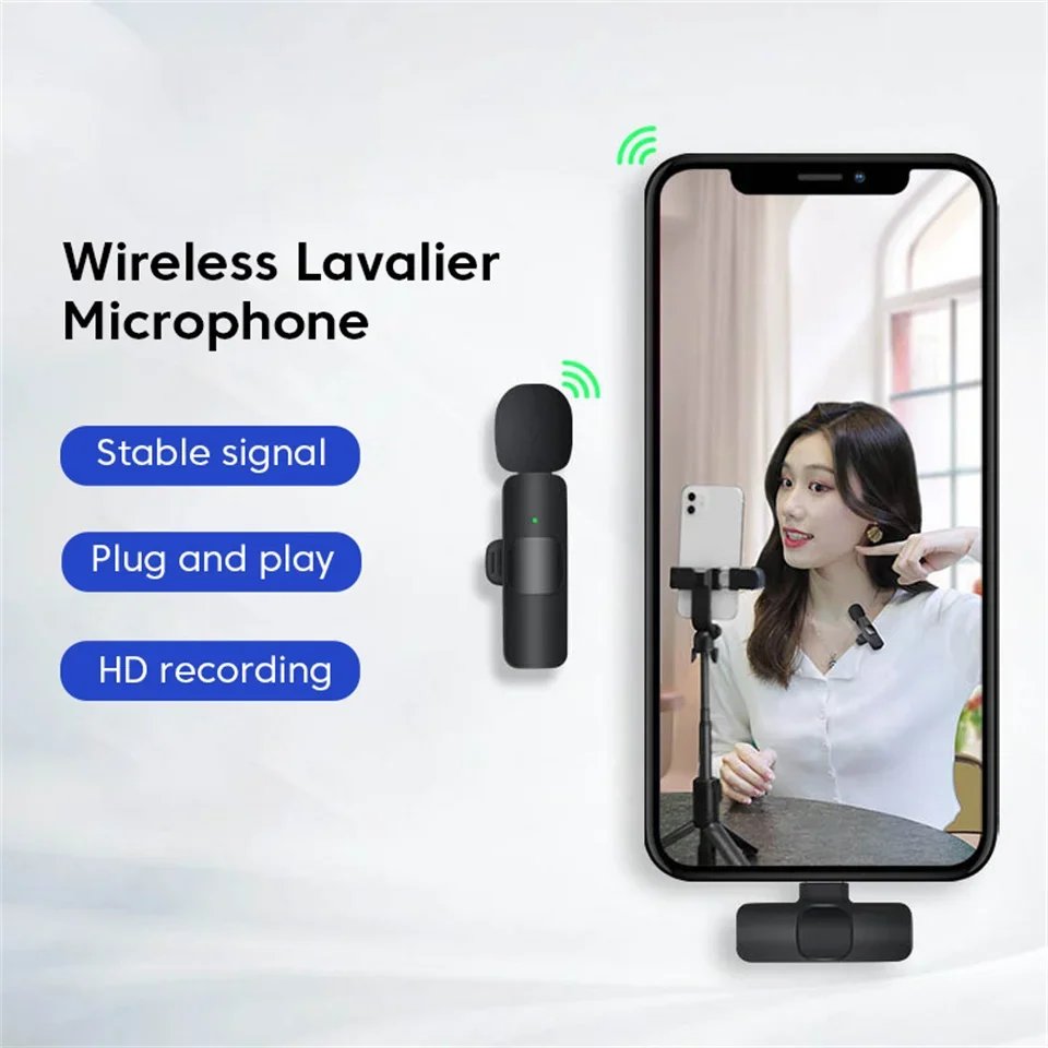 K9 Bluetooth wireless microphone portable, audio, video, static, suitable for iPhone outdoor live streaming gaming phone Type-c