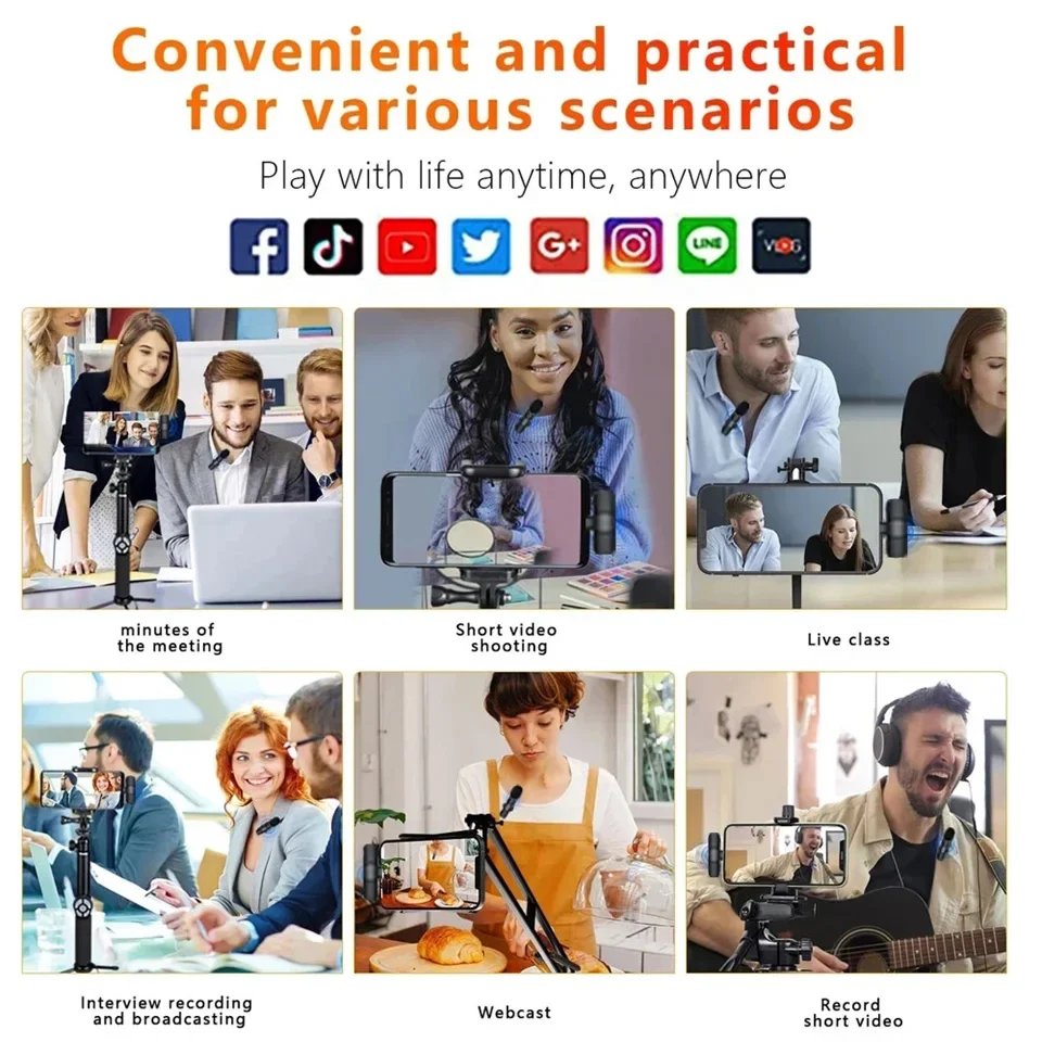 K9 Bluetooth wireless microphone portable, audio, video, static, suitable for iPhone outdoor live streaming gaming phone Type-c