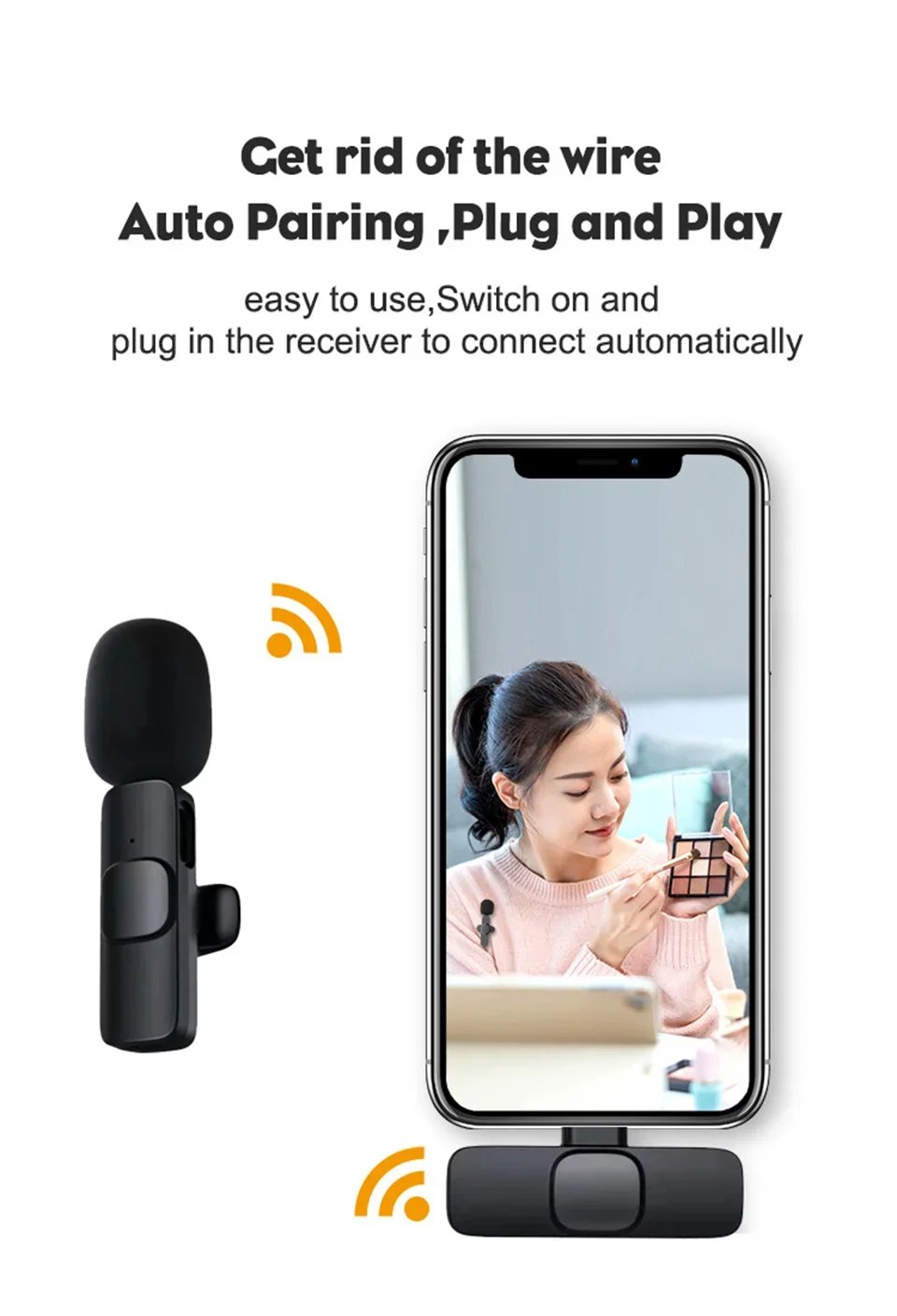 K9 Bluetooth wireless microphone portable, audio, video, static, suitable for iPhone outdoor live streaming gaming phone Type-c