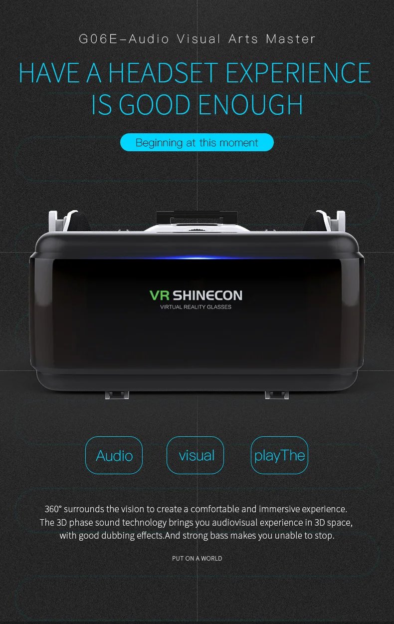VR Shinecon Casque Helmet 3D Glasses Virtual Reality Augmented For iPhone Android Smartphone Smart Phone Goggle Mobile Viar Game
