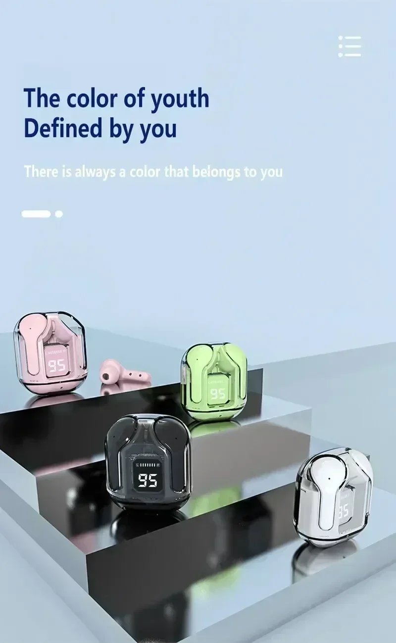 T2 Tws Wireless Bluetooth Headset Transparent Headphones ENC Power Digital Display Stereo Sound Earphones for All Smartphones